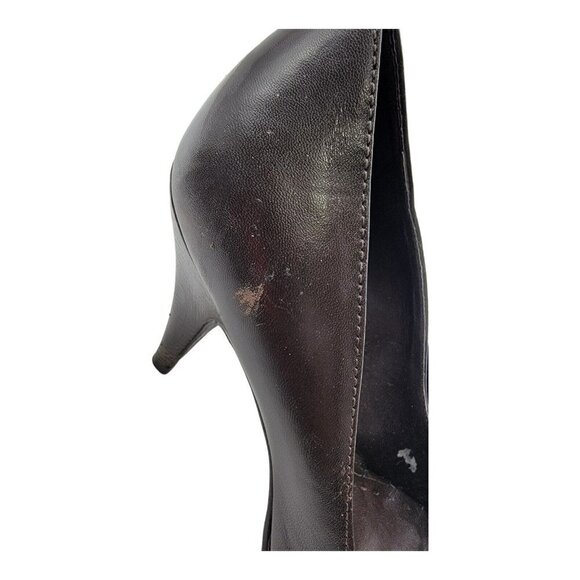 Gianni Bini Women's Size 7.5M Brown Leather Peep Toe Pump Stiletto Heels Shoes - Picture 2 of 11